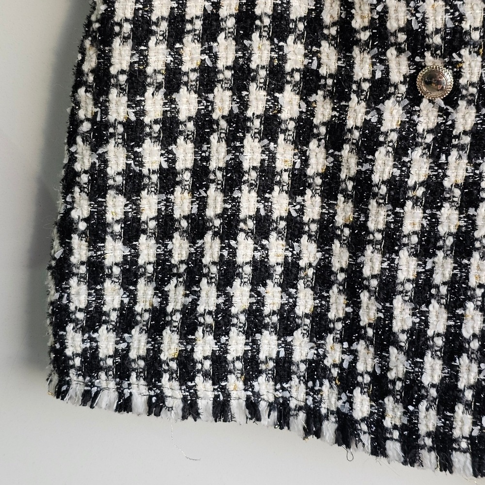 House of Harlow Houndstooth Tweed Boucle Skort Skirt Gold Buttons Wool Blend XL - Picture 10 of 12